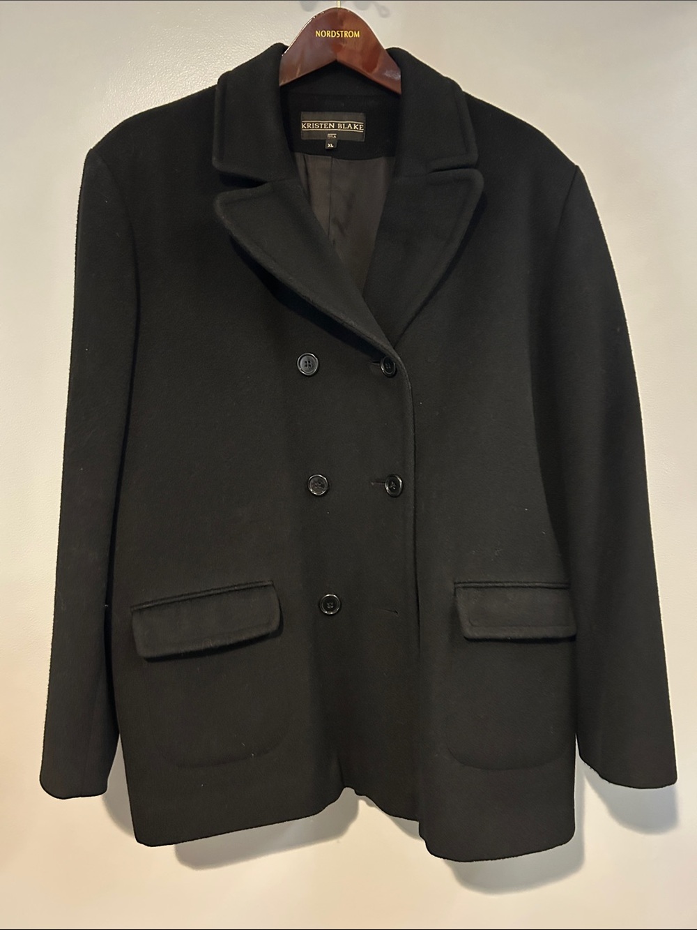 Kristen Blake Black Double-Breasted Pea Coat